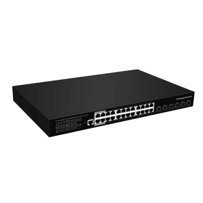 24 cổng 2.5G PoE Switch 10G Fiber Uplink L3 quản lý Ethernet 400W Budget AC Input