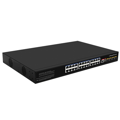 24 cổng PoE Switch 10G Fiber300W Budget USB Console L3 quản lý đầu vào AC