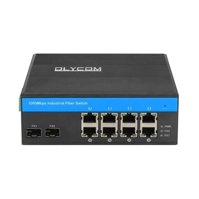10 Cổng Gigabit Industrial Network Switch SFP Fiber Uplink Din Rail Không quản lý