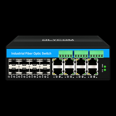 16 Port Managed Industrial Ethernet Switch 8RJ45 + 8SFP POE Switch Với 4 * RS485 + 2 * CAN BUS