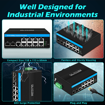 8 cổng Gigabit quản lý Poe Switch Industrial Ethernet Switch với 2SFP + 8 RJ45