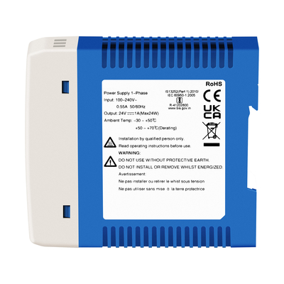 Bộ điều hợp điện công nghiệp 24V CE UL Danh sách 1A Output AC/DC Dual Input DIN Rail