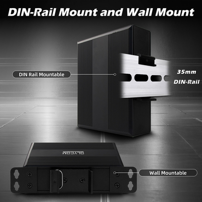 Chuyển đổi sợi quang Gigabit Din Network Switch DC12-52V Điện vào kép