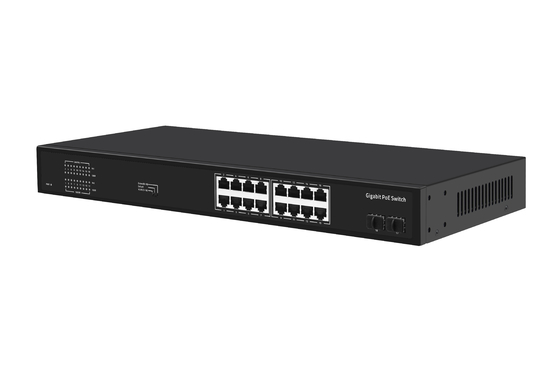 16 cổng Gigabit Ethernet Switch Af / at Poe Switch AC 100-240V Điện vào