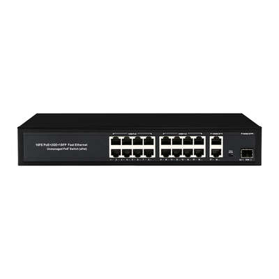 16 cổng Gigabit Poe Switch Fiber Network Switch mở rộng 250m 300W