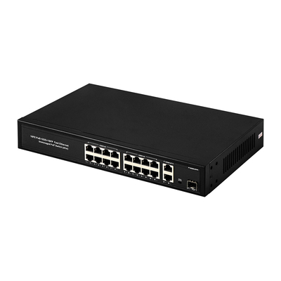 16 cổng Gigabit Poe Switch Fiber Network Switch mở rộng 250m 300W