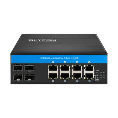 12 cổng Industrial Ethernet Switch Din Network Switch 4SFP + 8RJ45 DC12-52V Cung cấp điện kép