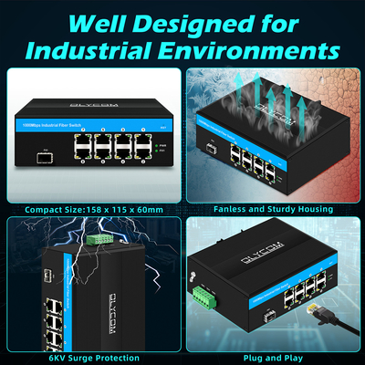 8 cổng Gigabit Switch Industrial Ethernet Switch IP40 Nhà máy OEM