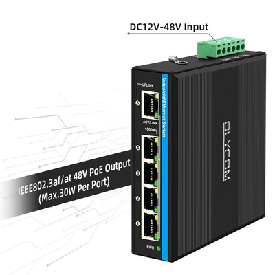 Bộ chuyển mạch PoE 4 cổng Gigabit mạng chạy bằng năng lượng mặt trời hoặc pin, đầu vào kép 12V/24V/48VDC, CE