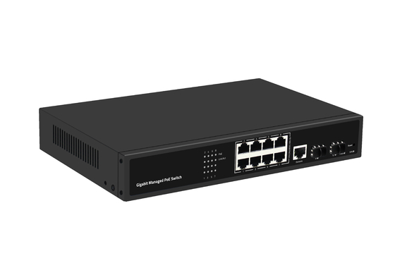 Bộ chuyển mạch PoE 8 cổng Gigabit, bộ chuyển mạch Ethernet quang được quản lý, đầu vào AC100-240V 120W