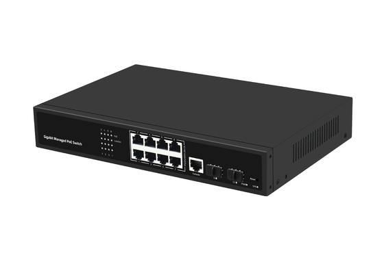 Bộ chuyển mạch PoE 8 cổng Gigabit, bộ chuyển mạch Ethernet quang được quản lý, đầu vào AC100-240V 120W