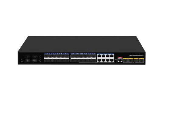 Bộ chuyển mạch Ethernet 10G để bàn L3 Quản lý Bộ chuyển mạch quang học 24 cổng RJ45 1.25G + 4 cổng quang SFP+ 10G