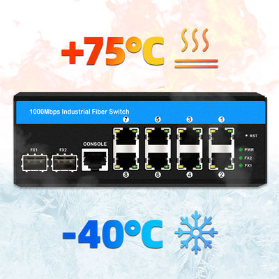 Bộ chuyển mạch Ethernet quản lý công nghiệp Vitesse chipset 2 SFP 8 RJ45 với quản lý SNMP