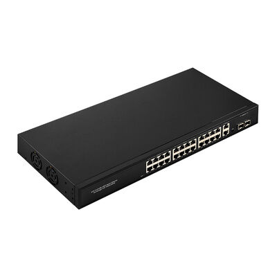 24 cổng Gigabit PoE Switch với 2 SFP / RJ45 Uplinks 300W Không quản lý 220V Input CE