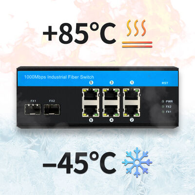 8 cổng Gigabit Network Switch không quản lý 1G SM/MM Fiber Uplinks Fanless FCC IP40