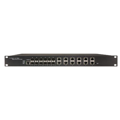 Bộ chuyển mạch công nghiệp Ethernet 1U Rack 24 cổng có quản lý với 12 cổng RJ45 + 12 cổng SFP, IP30, Class an toàn và IEEE802.3az EEE