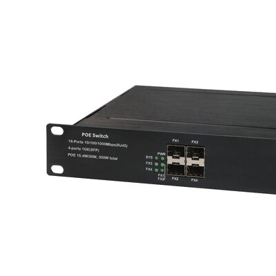 16 Cổng công nghiệp PoE Switch Gigabit Fiber Network không quản lý 1U Rack 220V Input CE