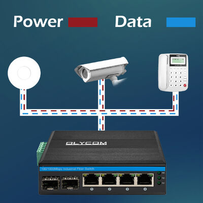 4 cổng công nghiệp PoE Switch Ethernet nhanh 10/100Mbps không quản lý DIN gắn không quạt