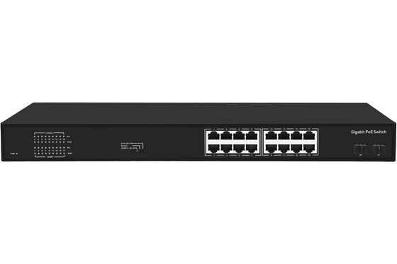 Bộ chuyển mạch PoE Gigabit 16 cổng, 1G Fiber Uplinks, Nguồn AC đơn, Ngân sách 300W, CE, Không quạt