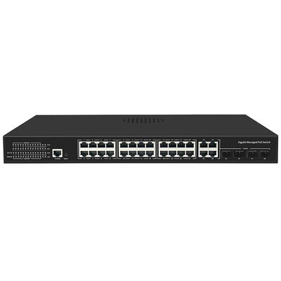 24 Cổng Thương mại Quản lý PoE Switch 300W Ngân sách Với 4 Gigabit Uplinks Đơn AC