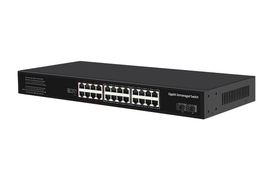 Bộ chuyển mạch mạng cáp quang Gigabit 24 cổng Không quản lý Chế độ VLAN thông minh & Mở rộng Nguồn AC