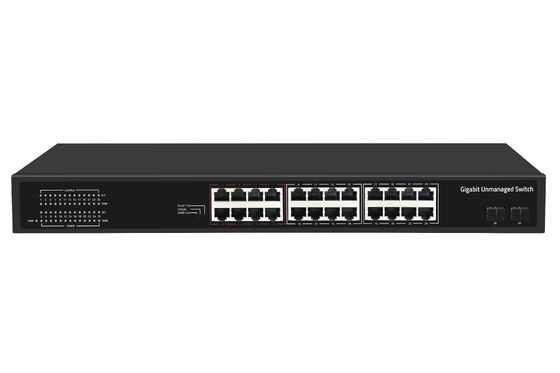 Bộ chuyển mạch mạng cáp quang Gigabit 24 cổng Không quản lý Chế độ VLAN thông minh & Mở rộng Nguồn AC