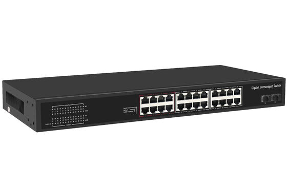Bộ chuyển mạch mạng cáp quang Gigabit 24 cổng Không quản lý Chế độ VLAN thông minh & Mở rộng Nguồn AC