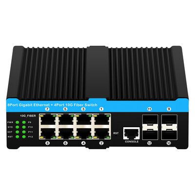 4 * 10G Sfp cổng + 8 * 10/100/1000mbps 12 Cổng quản lý 10G Optical Bypass Poe Switch