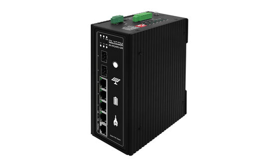Đổi mạch PoE mặt trời MPPT tích hợp L2 quản lý Gigabit Ethernet 4 cổng DIN gắn CE
