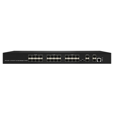 28-Port 10G SFP + Managed Fiber Switch L2/L3 Aggregation Switch với SNMP VLAN QoS cho Mạng ISP Trung tâm Dữ liệu