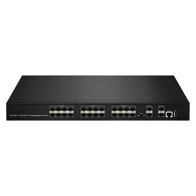 28-Port 10G SFP + Managed Fiber Switch L2/L3 Aggregation Switch với SNMP VLAN QoS cho Mạng ISP Trung tâm Dữ liệu