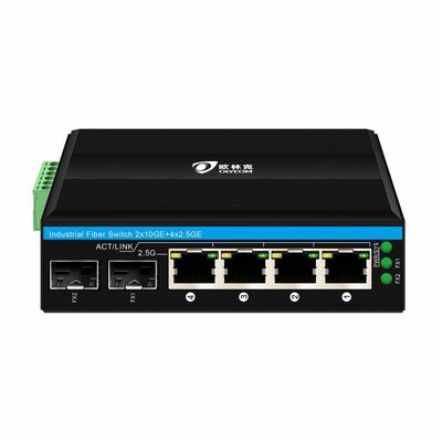 Industrial 2.5G PoE Fiber Switch 4 Port PoE + với 2 SFP 10G Uplink DIN Rail
