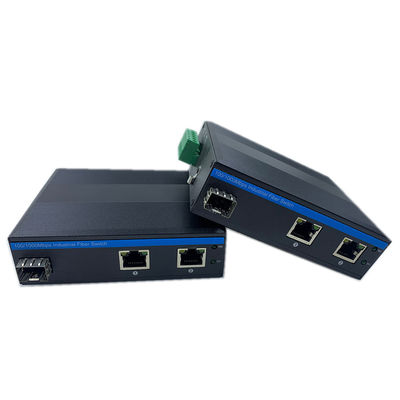 Bộ chuyển mạch POE không quản lý công nghiệp 2 cổng Gigabit SFP Fiber Network IP40 Không quạt DIN Rail