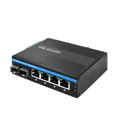 Chuyển POE không quản lý công nghiệp với 2 cổng SFP và 4 UTP để tuân thủ FCC và CE