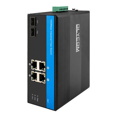OEM Din Mount Ethernet Industrial Network Switch Hai cổng sợi 1000M Industrial Fiber Switch