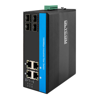 4 cổng công nghiệp chuyển đổi 1000Mbps Sợi Ethernet chuyển đổi kim loại Plug And Play