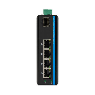Bộ chuyển mạch Ethernet công nghiệp không quản lý 5 cổng 10/100Mbps, mạng lưới chắc chắn, không quạt, sợi quang SFP, CE