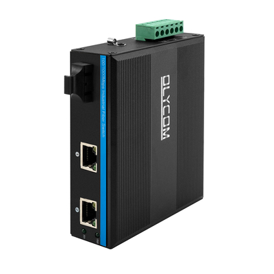 POE SC Connector Dual Fiber Industrial Switch Hub với 2 cổng RJ45 Network Switch