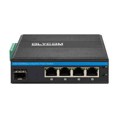 Công nghiệp Din Rail gắn 4 cổng POE Switch với 1 cổng SFP Unmanaged Fiber Switch