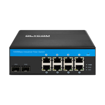 10 cổng Gigabit Fiber Optic POE Switch với hai khe cắm SFP Industrial Poe Switch