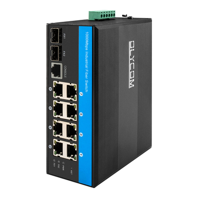10 cổng L2 Fiber Switch quản lý Gigabit Ethernet mạnh mẽ VLAN RRPS quản lý CE