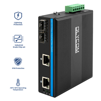 Không quản lý 4 cổng Gigabit Ethernet Switch Case cứng SFP Slots IP40 DC24V