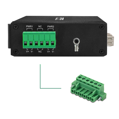Chuyển mạch mạng công nghiệp 6 cổng 100M / 1000M Fiber Unmaaged Din Rail Đầu vào 12V 24V